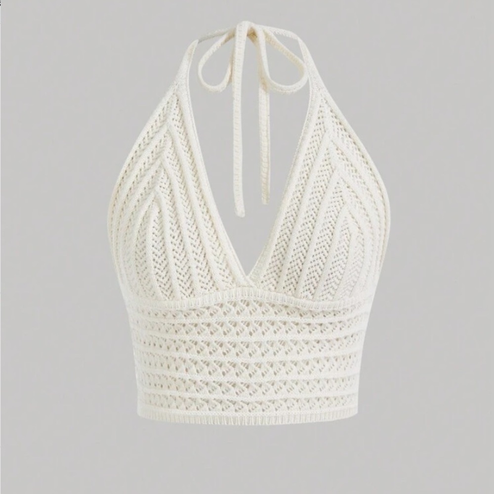 Crochet Halter Top in Cream